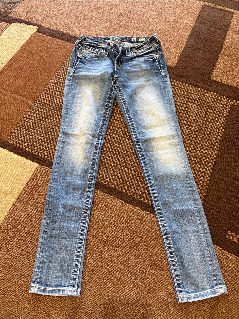 Miss Me Light Blue Skinny Jeans with Fading